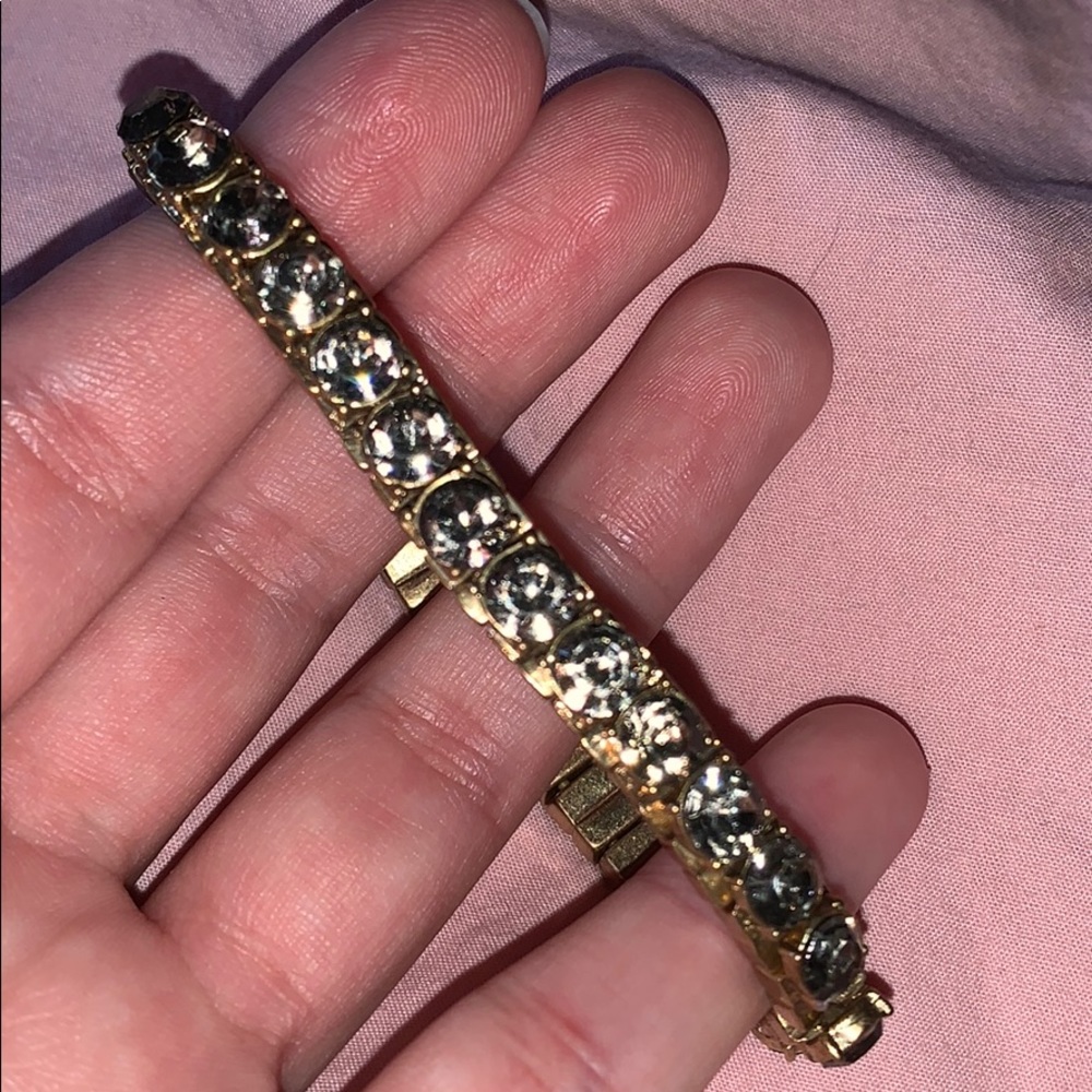 EUC J. Crew Studded Stretch Bracelet Light Grey Stones